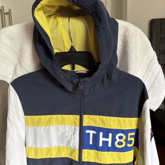 Tommy Hilfiger TH85 Colorblock Hooded Jacket Size Small Petite Blue White NWOT - Picture 6 of 16